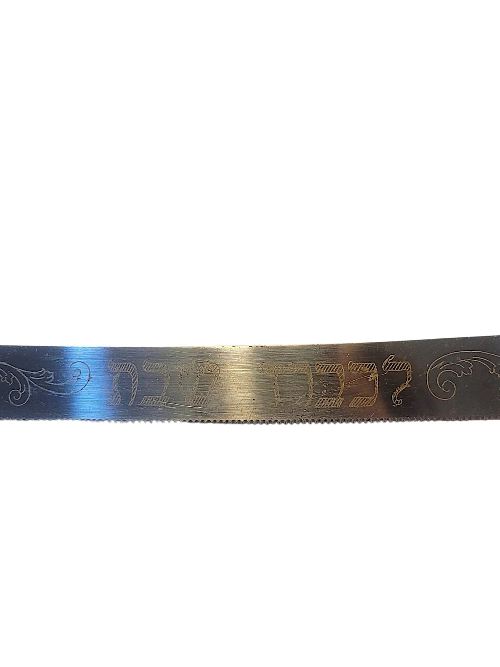 Vintage Decorative Porcelain Blue Handle Bread Knife with Floral Inlay